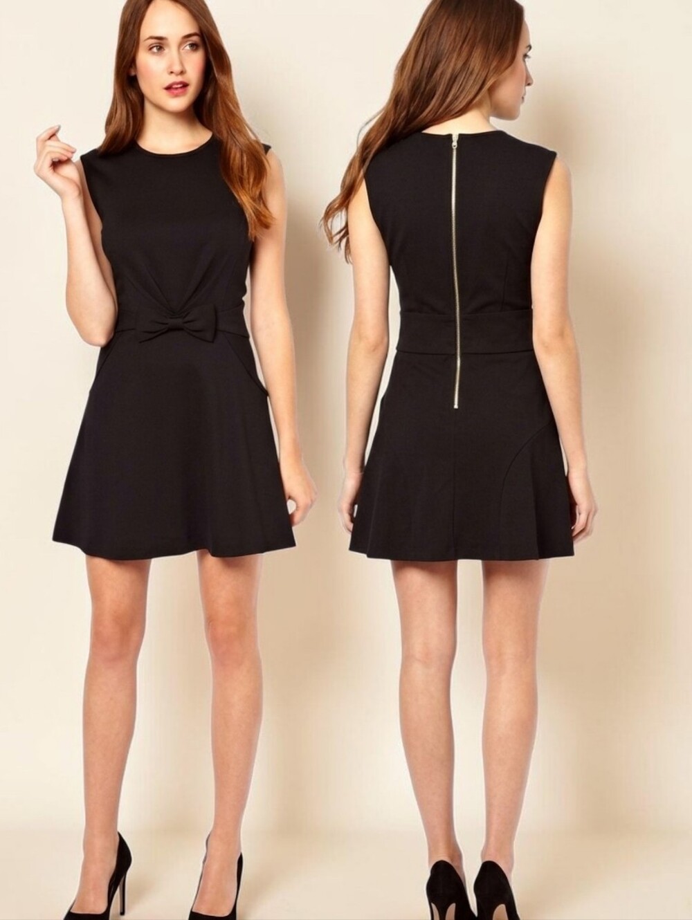 TED BAKER Aruna Black Sleeveless Mini Skater Dress - Size 6